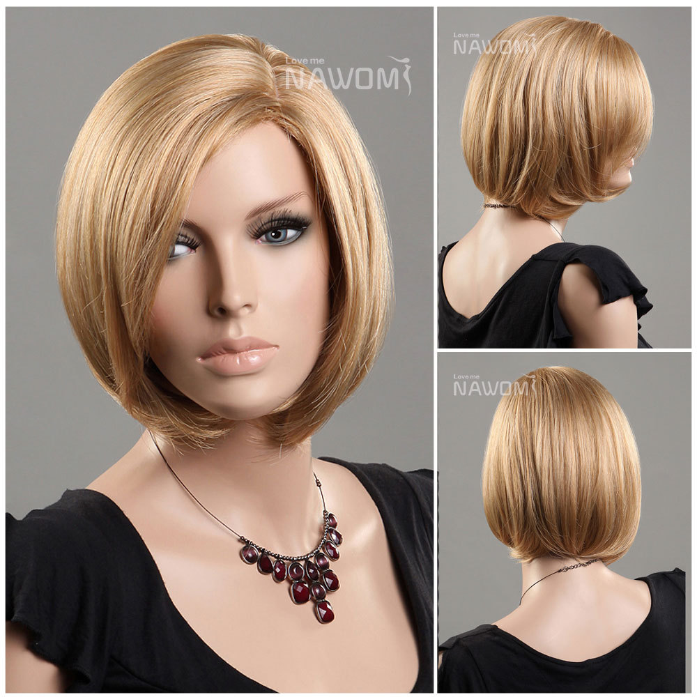 Beautiful Classic Bob Hair wig,12'' Blonde straight short bob wigs High
