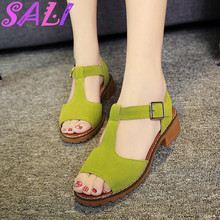 Thick with fish head sandals Roman shoes hollow female 2016 spring and summer heavy-bottomed platform shoes tide shoes