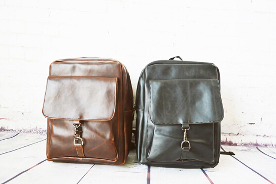 2015 New Style Men's Backpack PU Leather Student Casual School