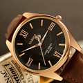 2016 YAZOLE Luxury Famous Male Roman Dial Clock Rose Gold Business Men Quartz Watch Golden Wristwatch