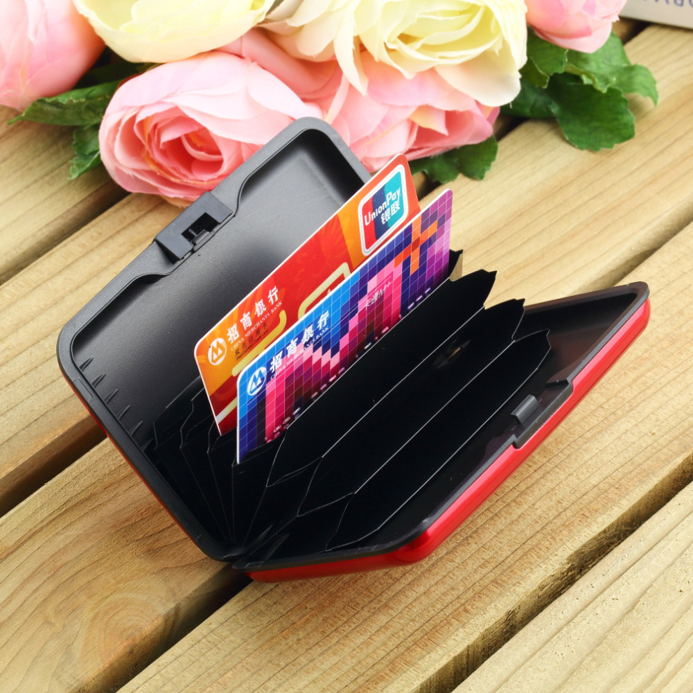 Waterproof Business ID Credit Card Holder Wallet Pocket Case Aluminum Metal Shiny Side Anti RFID scan
