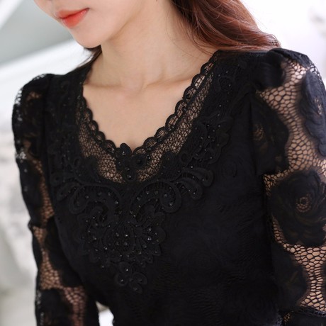 2015-New-Arrival-Korean-Beading-Crochet-Plus-size-White-Short-Sleeve-Chiffon-Shirt-Feminine-Lace-Blouse (1)