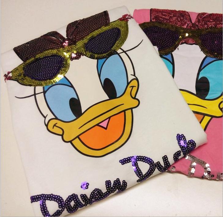 Summer Style Loose Cartoon Tees Cute Daisy Duck Pr...