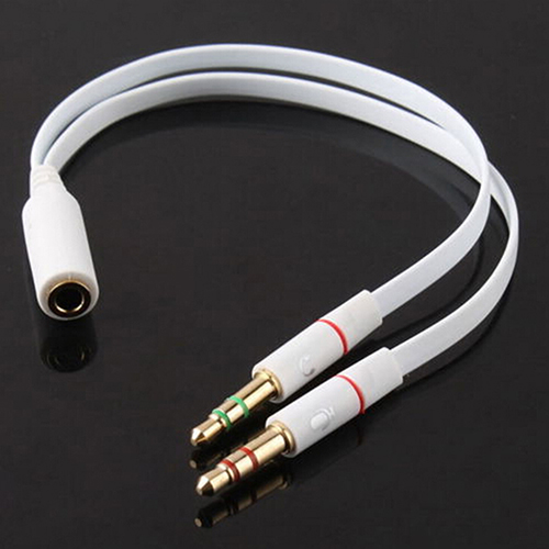 3.5mm AUX Audio Mic Splitter Cable Earphone Headphone Adapter Female to 2 Male