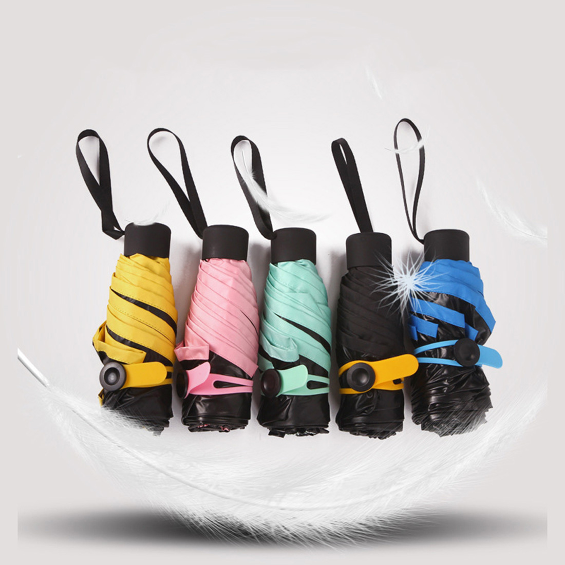 2016 Hot Lightweight Umbrella Portable Folding Sun Rain Umbrella Compact 5-fold Mini Pocket Sunshade Parasol Rain Umbrella