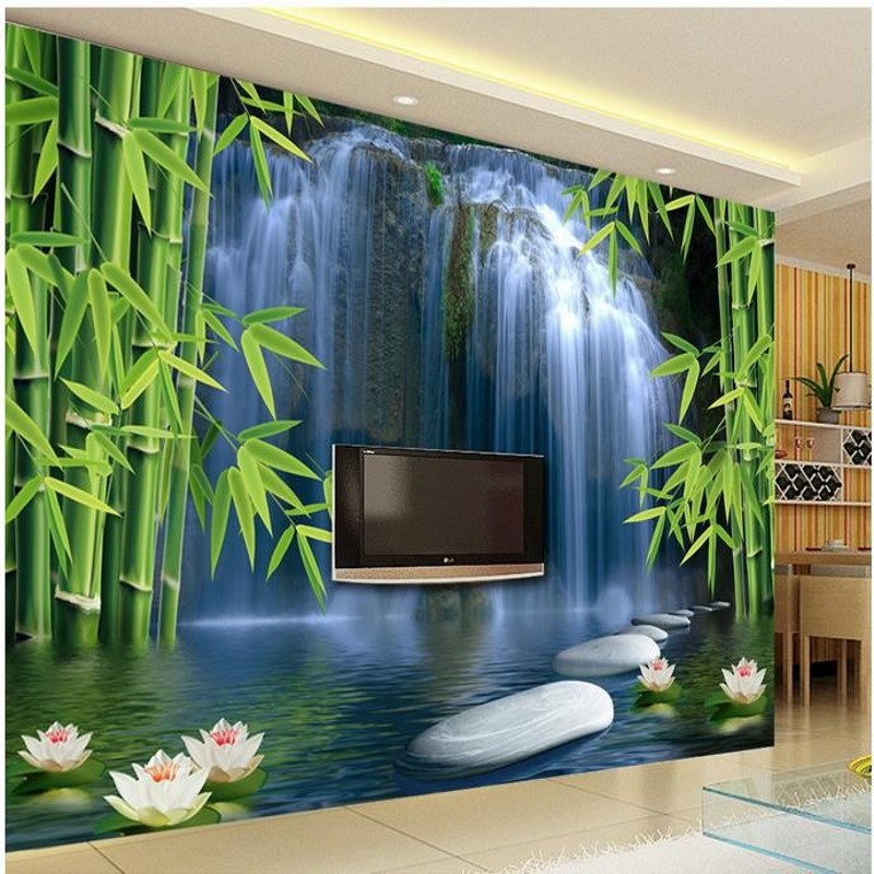 papel de parede 3d New style 3D murals TV background 3Dwallpaper non-woven bamboo water wallpaper 3d moderno wall paper