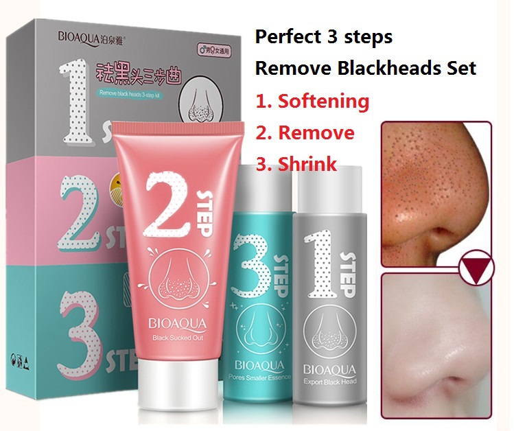 Perfect 3 steps to remove blackheads set nose care cream Oil control Shrink pores Moisturizing