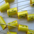 Wholesale and retail long leads yellow Axial Polyester Film Capacitors electronics 0 1uF 630V fr tube