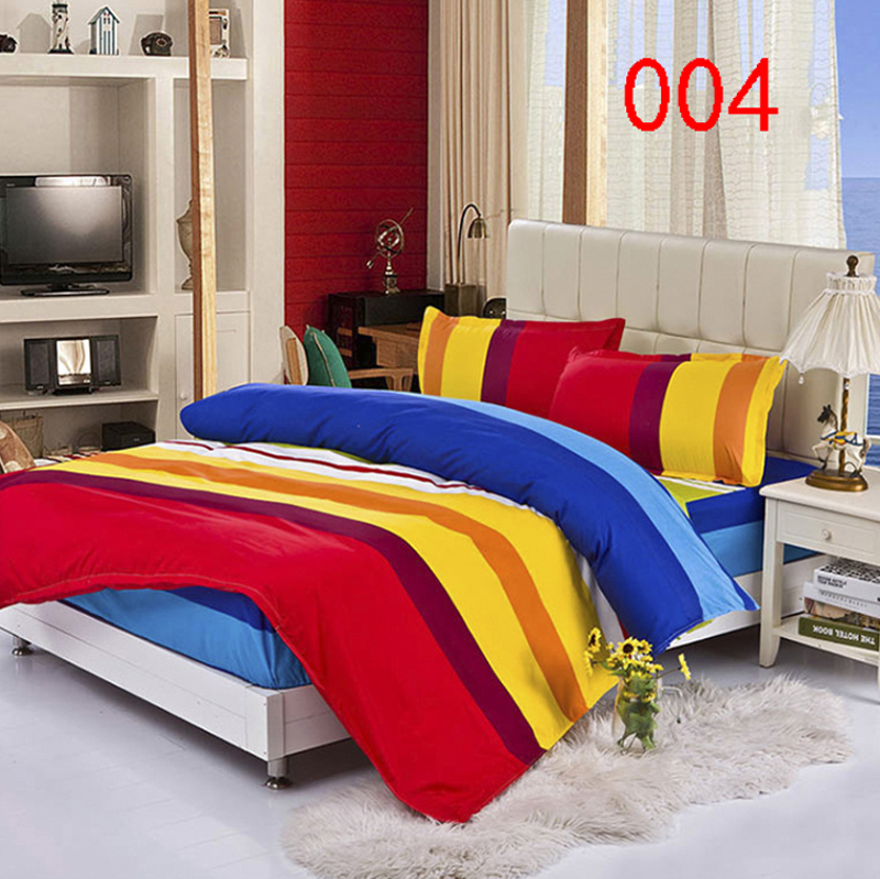 Twin Full Queen Rainbow Fitted Bed Sheet 4Pcs Bedding Set Bedclothes