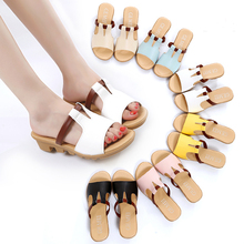 2016 Summer New Fashion Thick Soled Sandals Shoes Korean Style Slope Drag Female Sweet Casual Women Flip Flops Shoes