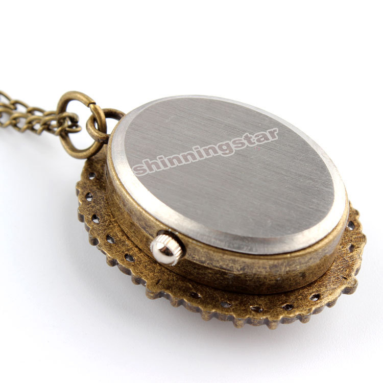 Bronze White Lady Beauty Quartz Pocket Watch Necklace Pendant Girl Women P62