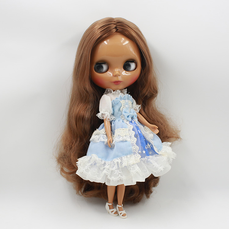 Newest 12 Inch Fashion Light Tan Blyth Nude Doll Brown Hair Princess Dolls Limited Collection Toys