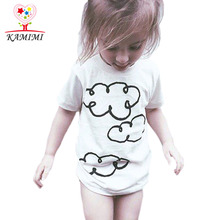 KAMIMI 2016 Top Cloud Print Summer for 2-6 Years baby girls boys T-shirt Short Cotton Tee Children brand t shirt kids Clothes