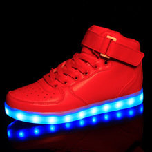 Led Shoes For Adults 8 Colors Led Luminous Shoes Men Casual High Top Women Shoes Light Up Black White