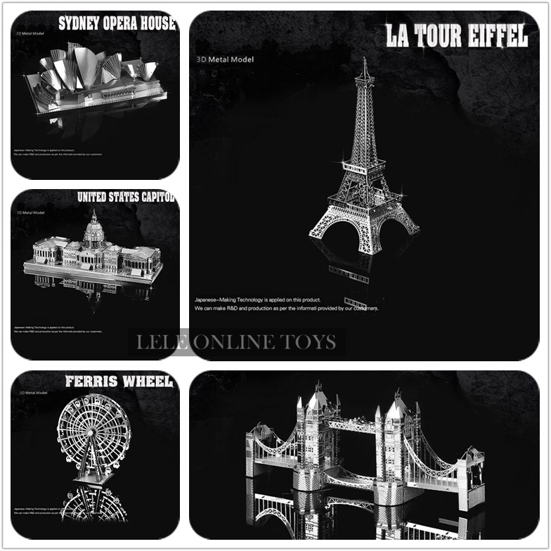 Гаджет  3D Puzzle Metal Earth 3D Laser Cut Model 3D Jigsaws DIY Gift Eiffel Tower Big Ben Helicopter Tower of Pisa Wing Fighter toys None Игрушки и Хобби