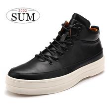 New arrival fashion boots style men shoes soft pu leather ankle boots comfortable flats platform solid lace up men boots