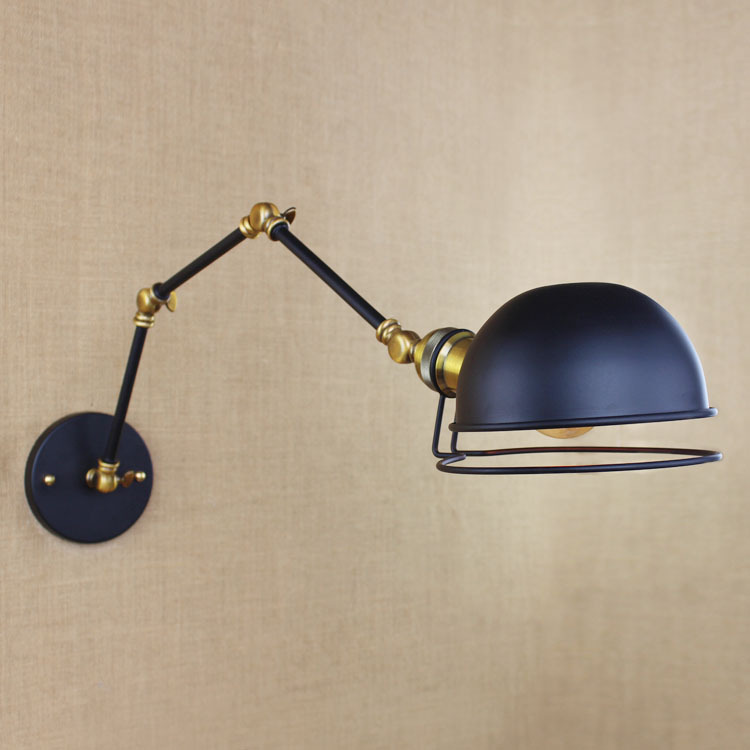 American Industrial Creative Iron Vintage Wall Light With Three Swing Mechanical Arm Balcony Decoration Light Free Shipping