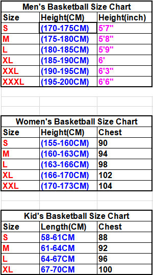 champion basketball jersey size chart