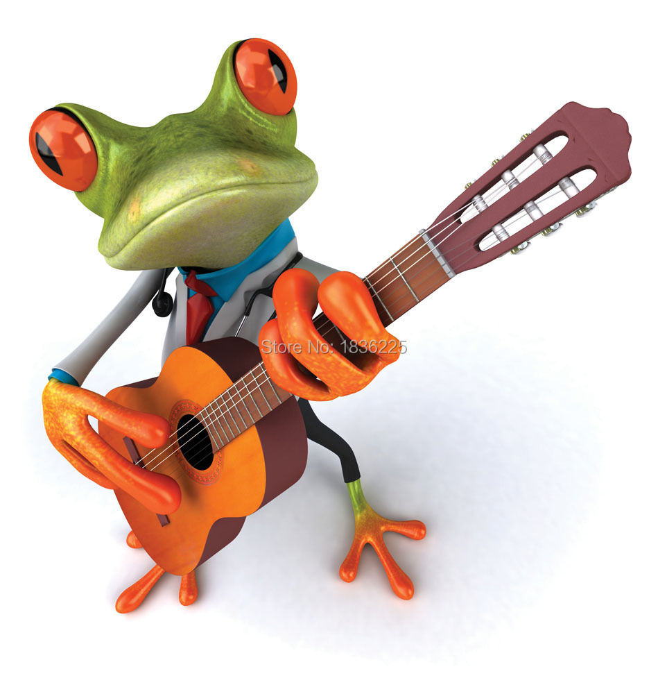 art supplies handmade painting wallpapers animal frog with musical instruments oil painting for kids bedroom decor living room(China (Mainland))