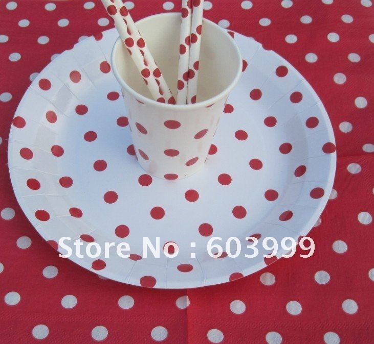240X Red and White Polka Dot Party Supplies PARTYWARE Party Decorations ...