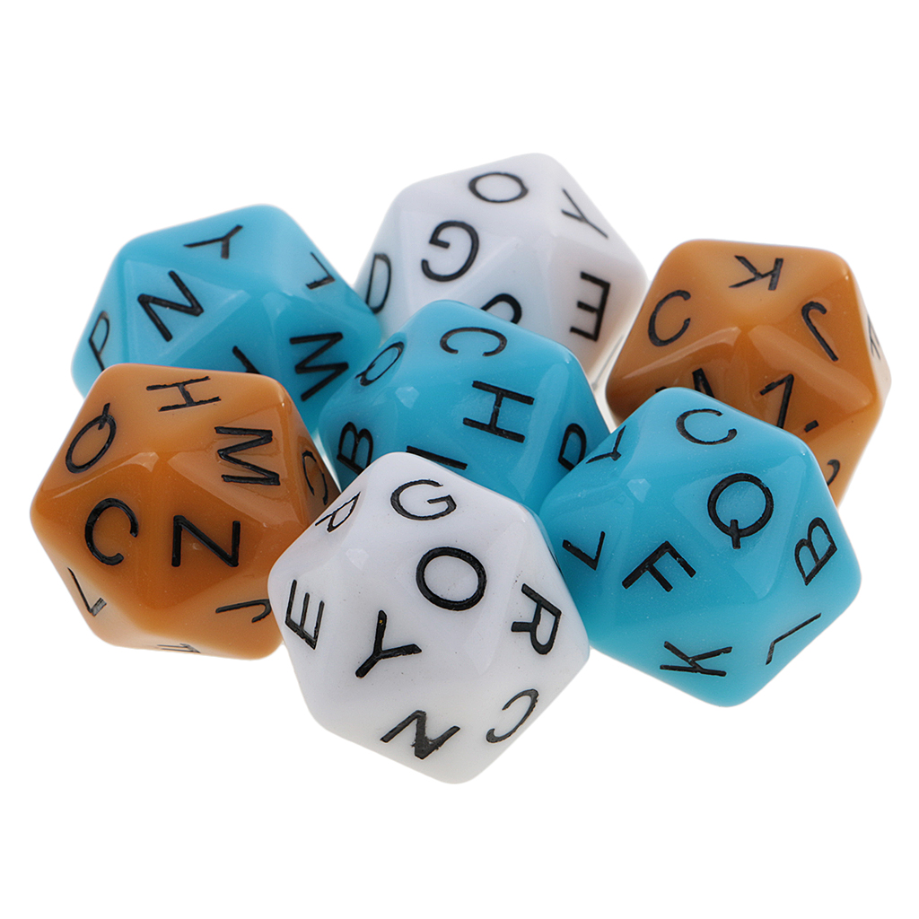Plastic 7 Pieces 20-sided Polyhedral Letter Dice 