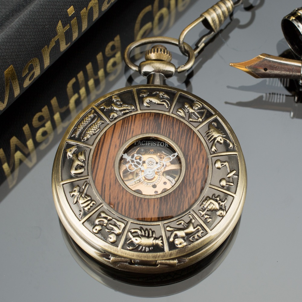 PACIFISTOR Pocket Watch Twelve Animals Zodiac Antique Constellation Classic Chain Pendant Pocket Watch Chinese Style