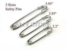 2 sets(6pcs) Large Safety Pin,3 Size Kilt/Skirt Pin,Silver Color,3.95/2.95/2.2″,Stitch holder