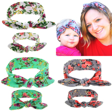 1lot2pc Baby Girls Toddler Infant Newborn Flowers Print Floral Butterfly Bow Hairband Turban Knot Headband Hair Accessories kt43