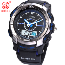 OHSEN Men Boy Quartz Watch Alarm Date Week Stopwatch Backlight Military Sport Watches Casual Rubber Wristwatch