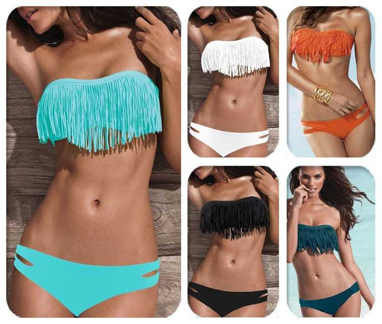 Hot-Sale-New-Swimwear-Women-Padded-Boho-Fringe-Bandeau-Bikini-Set-Free-shipping-Lady-Swimsuits-Sport