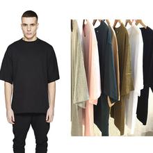 Mens Extra Long T Shirts Oversize Longline Shirt Cotton Solid Half Sleeve Mens Hip Hop Clothing Black White Gray Pink Summer