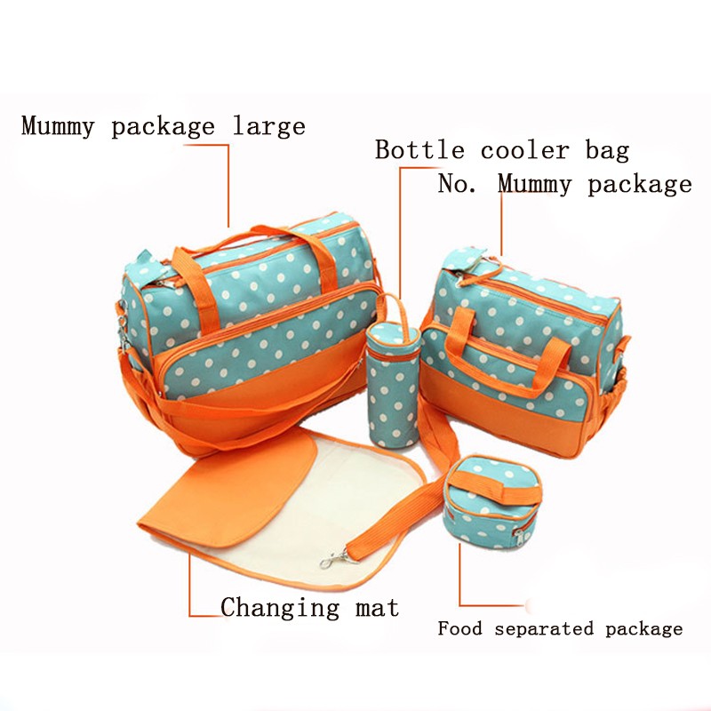 5PCS New Baby Diaper Bag Large Fashion Nappy Bags For Mommy Multifunctional Maternity Stroller Bag Baby Changing Handbag HK799 (4)