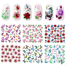 Art Water Stickers for Nail Fashion DIY Nails Decoration Tools Beautiful Flower Design 12 Sheets lot