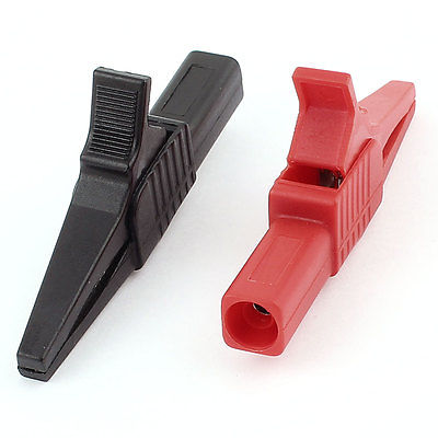 2pcs Red Black Insulated Test Alligator Clip to 4mm Socket Jack Terminals