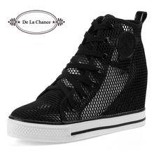 Hollow Brand High Tops Breathable Wedges Platform Women Casual Shoes Woman 2016 Summer Autumn High Heel Wedge Boots