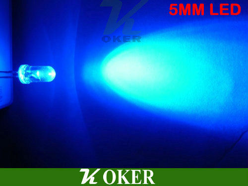 Free Shipping 1000 pcs 5mm Superbright Blue Round Water Clear LED Light Lamp