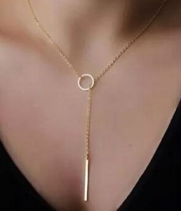 LZ 2016 New Fashion Fine Jewelry Extreme Simplicity Simple Metal Circle Infinity Pendant Necklace N13