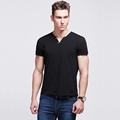 2016 Men Casual Fashion T Shirts Men s Slim Fit Large Size Short Sleeved V Neck