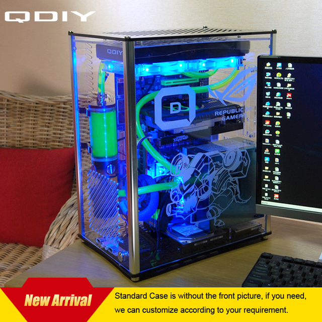 QDIY PC A009 ATX Transparent Computer Case PC Case Water Cooled Acrylic