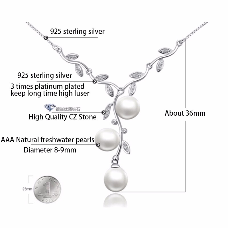 ED0346-XL1022 Freshwater pearls earring necklace set 925 sterling silver jewelry (30)