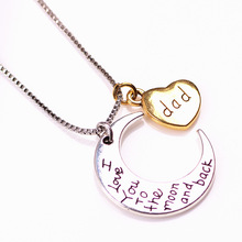 2015 New moon and heart necklaces DIY necklace pendants love style zinc alloy pendants jewlery Wholese