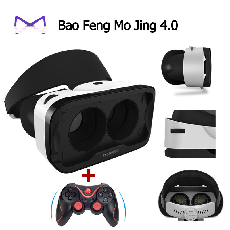 Фотография 2016 Google Cardboard Baofeng Mojing 4 for IOS, Baofeng Mojing 4 3D Virtual Reality Smartphone 3D VR Glasses+ Bluetooth Gamepad