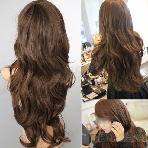 New Sexy Womens Girls Fashion Style Wavy Curly Long Hair Human Full Wigs Colors 04G5