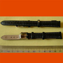 1 x 12mm GENUINE COW LEATHER watch band black 06