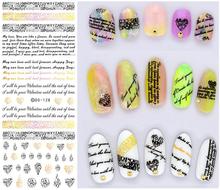 DS128 2015 New Water Transfer Nails Art Sticker English Letter Little Element Nail Wrap Sticker Tips Manicura nail foil transfer