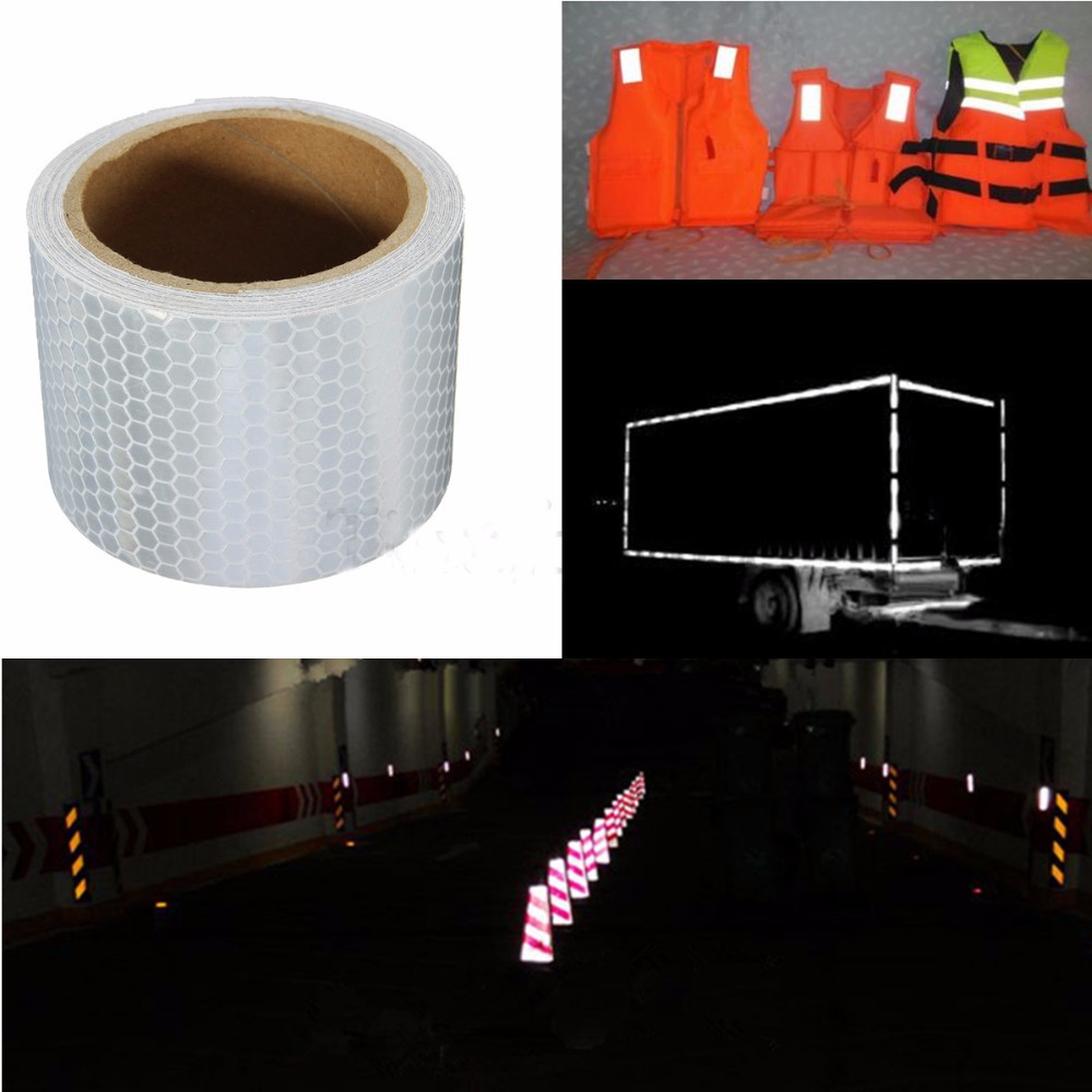 Hot 3M Silver White Reflective Safety Marking Warning Tape Film Sticker For Car and Roadway Barrier