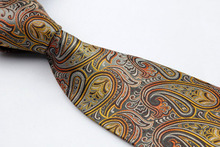 NT0283 Gray Orange Paisley Man s Classic Business Wedding Party Tie Fashion Luxury Jacquard Woven Silk