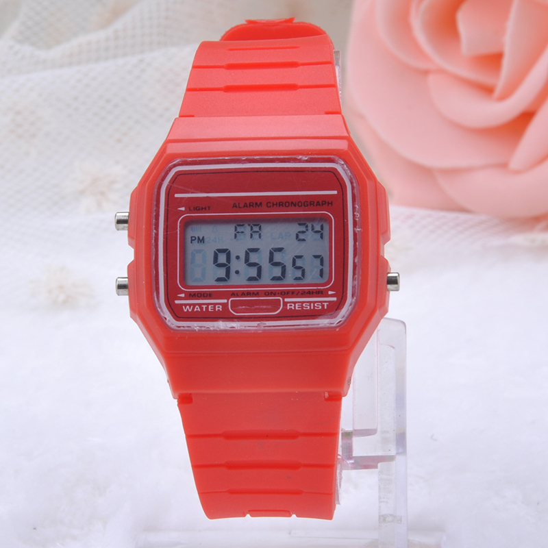 Girls Ladies Women Fashion Digital Rubber Silicone Wrist Watch Multi Sugar Color Alarm Stopwatch FYMHM105 50