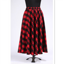 6XL 7XL Plus Size Women Autumn Winter Saia Feminina High Waist Wool Maxi Long Skirt Fireside Tartan Plaid Print Skater Skirt