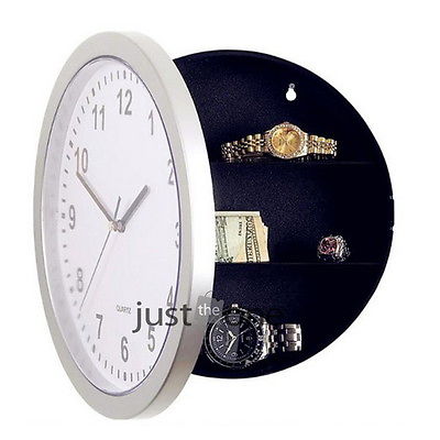 Free shipping New Plastic Wall Clock w/ Hidden Shelves Valuables Secret Stash Jewelry Money hot